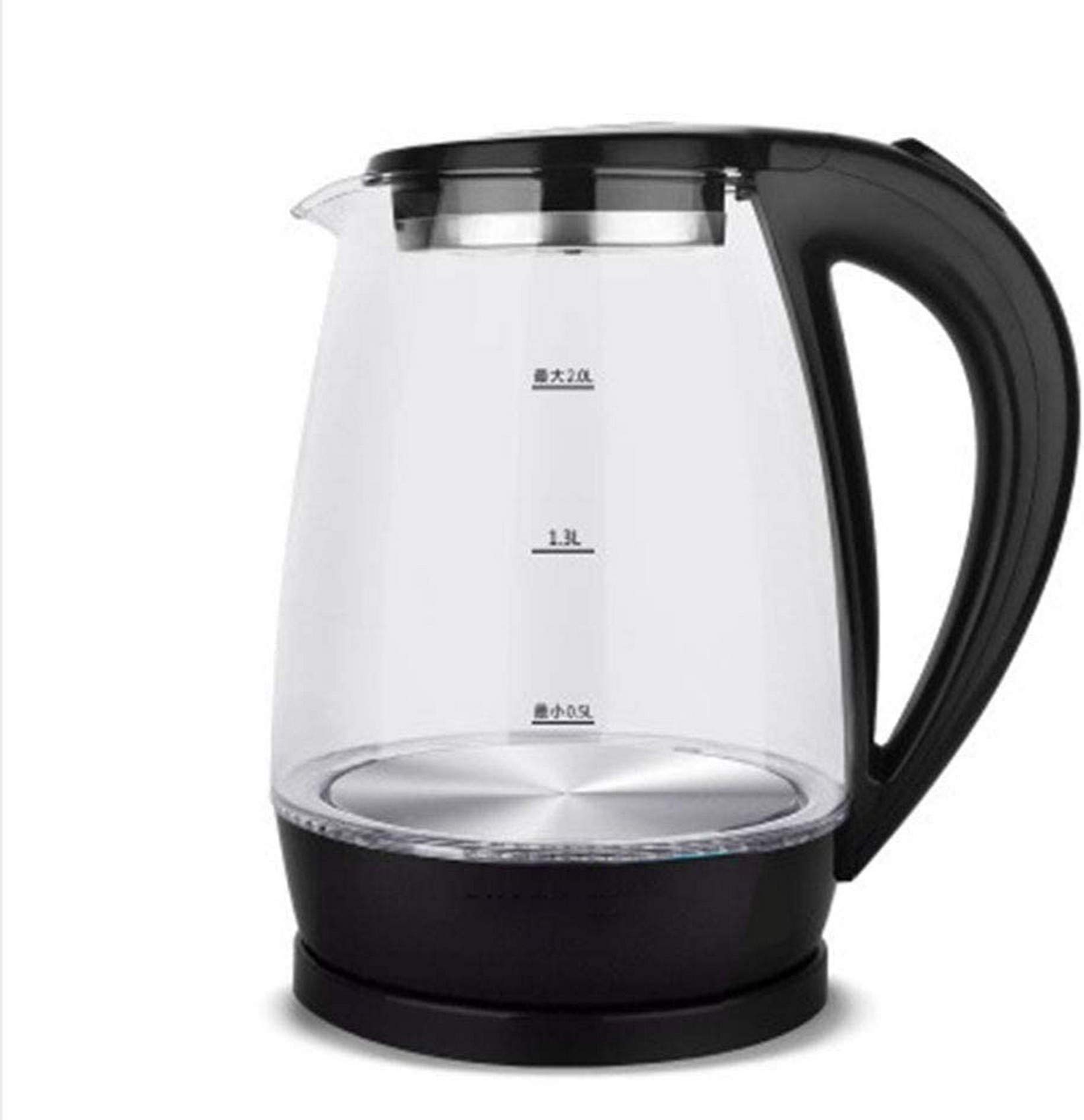 Bouilloire électrique verre 2l 1500w arrêt automatique inox noir