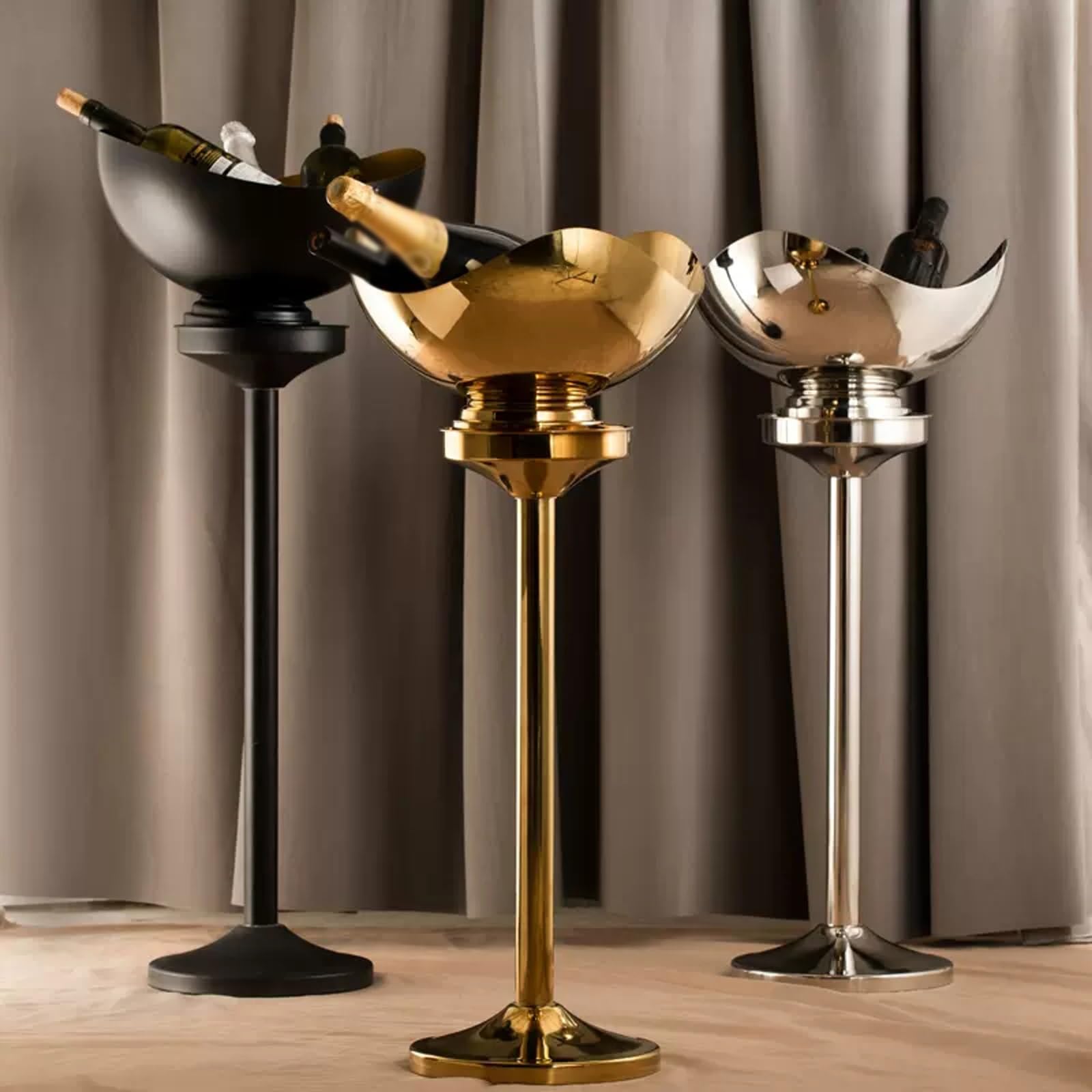 Cubo de Hielo Cubo de Hielo Acero Inoxidable con Soporte for Interiores y Exteriores, for Bebidas for Barra Cocina Cubo de Hielo frío para Barra(Silver)