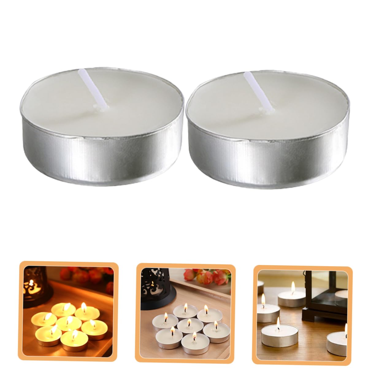 SOLUSTRE 100pcs Round Tealight Candles Smokeless for Weddings Parties and Romantic Events Excellent Decorative Effect Easy to Use and Candle Holders