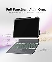 Vista 3 de Funda de teclado EIP Magnetix para iPad (A16) 11ª/10ª Generación (2025/2022), con atajos de lápiz patentados, protectora, soporte de bisagra