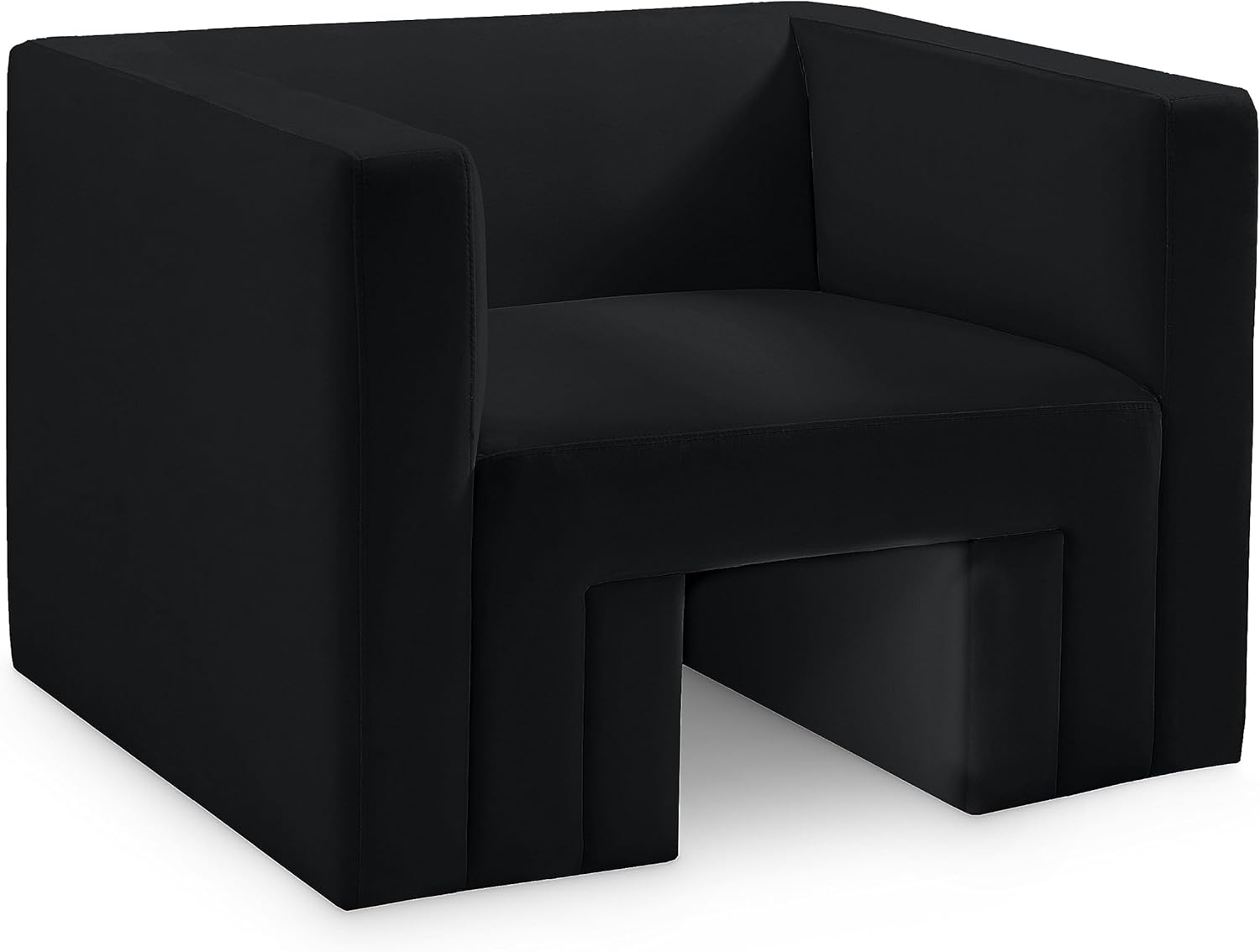 Meridian Furniture 665Black-C Henson Collection Modern | Contemporary Velvet Upholstered Chair with Rich Black Velvet, Solid Wood Frame, 41" W x 34.5" D x 28" H, Black