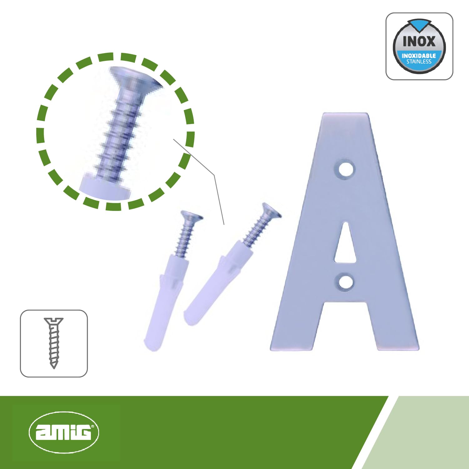Amig - Stainless Steel Letter A for Screwing Inside and Outside, Metallic Silver, Letra A - Image 4
