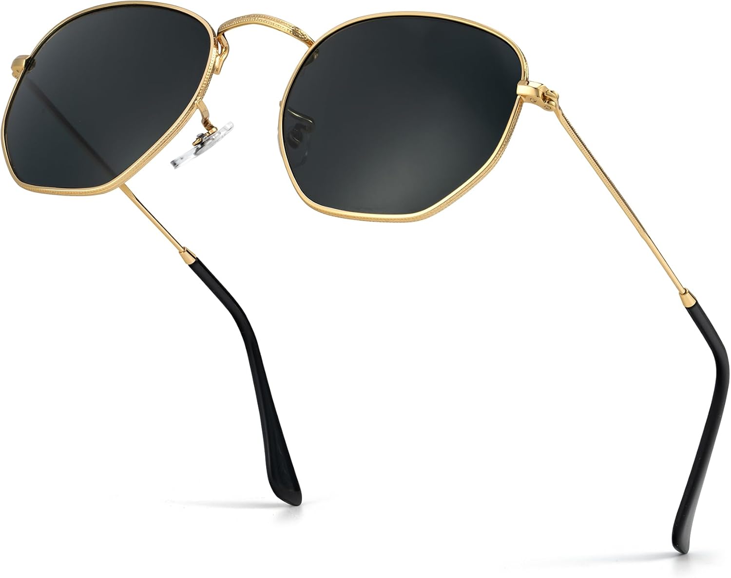 KALIYADI Sunglasses for Women and Men, Polarized Square UV Protection, Trendy Metal Frame Hexagon Sunglasses