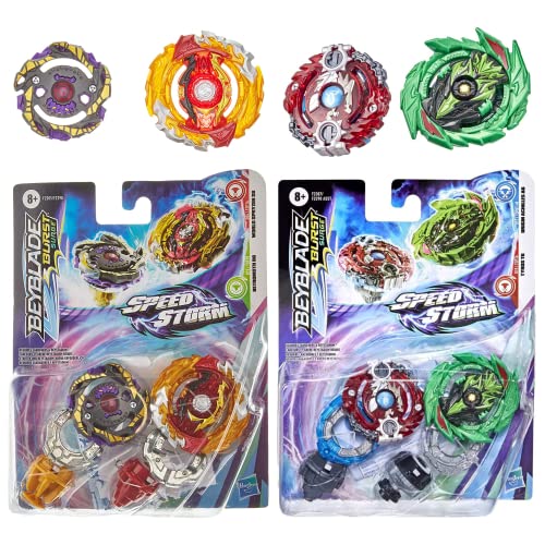 Beyblade Burst Surge Speedstorm - World Spryzen S6, Betromoth B6 Giroscopio y Origin Aquiles A6, Tyros T6 - Paquete doble de gran valor que contiene 4 Beyblades
