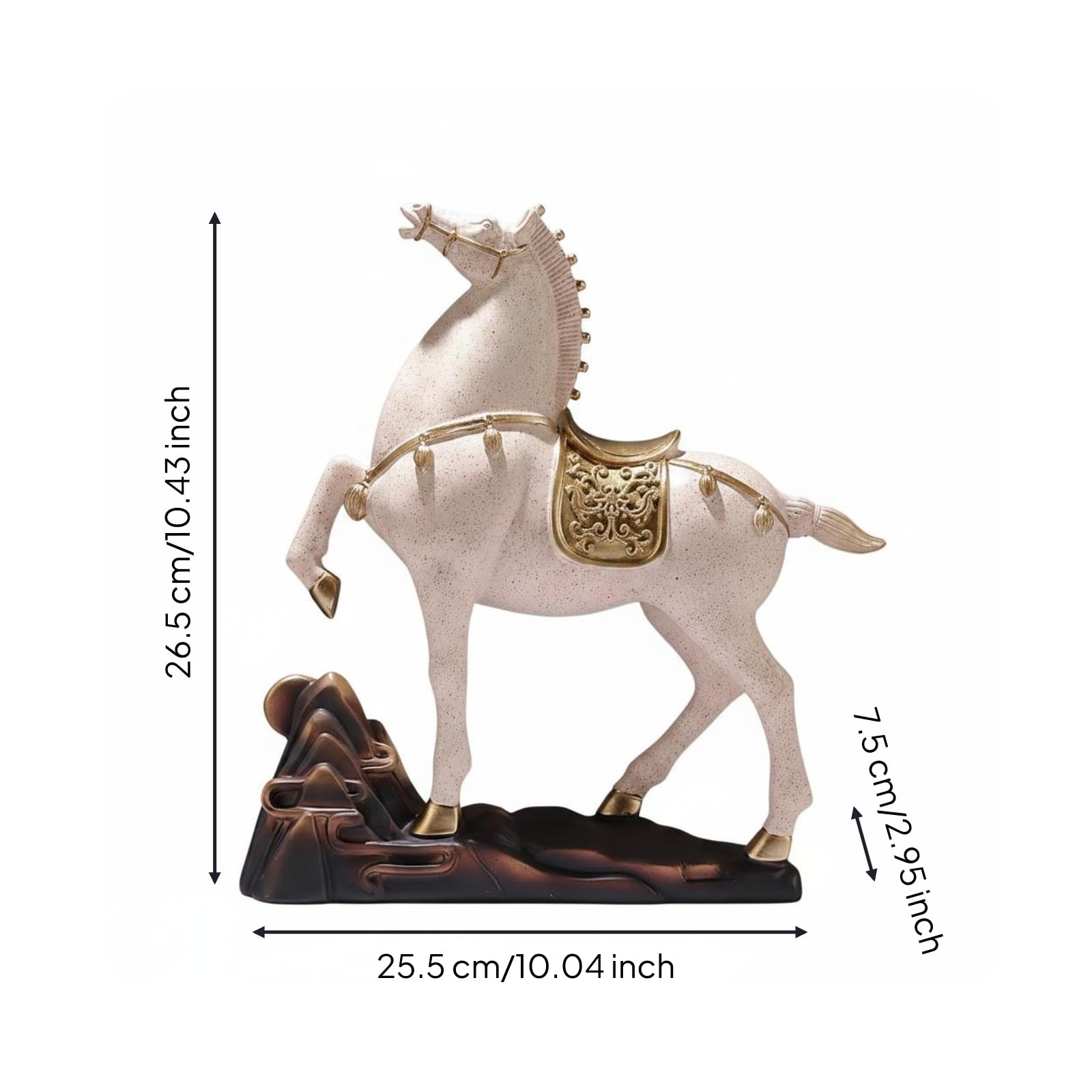KESOTO Statue Cheval Décoratif Sculpture Ornement Figurine Résine avec Style Artistique Contemporain et Finition Soignée Convient au Salon Entrée Console Bureau Cadeau Décoratif, Tacheté, sans Socle