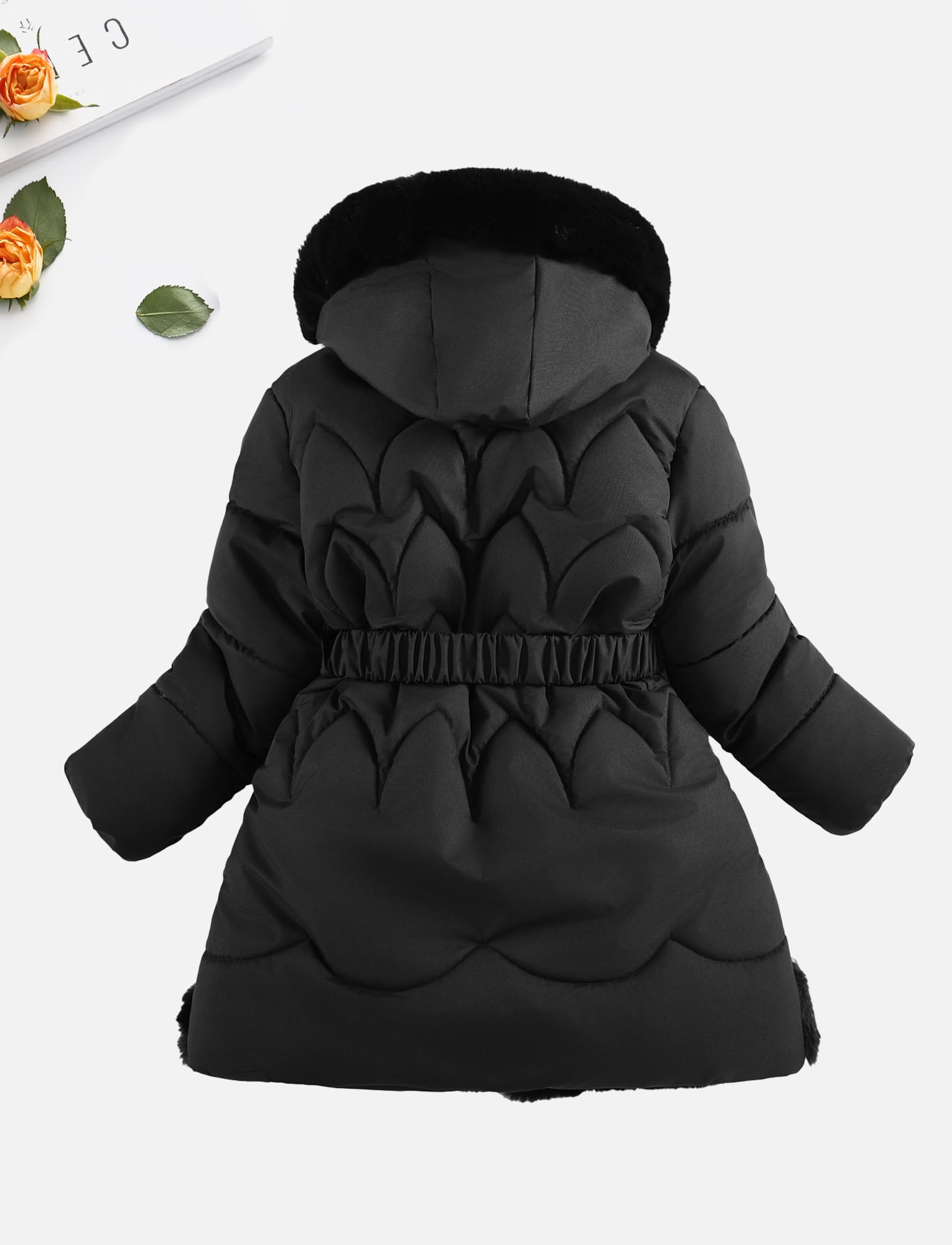 FEOYA Mädchen Winterjacke Lang Kinder Jacke Puffer Teddy Teenager Mantel Mit Kellkapuze Gefüttert Baby Wintermantel Fleece Outdoor Daunenjacke Warme Schnee Dicke Wasserdicht 3-8 Jahre 110-140Cm
