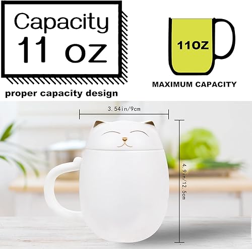 Miniatura 5 de Liywall - Ceramic Tea Mug with Infuser and Lid, Cat Design Handmade Porcelain Tea Cup Strainer With Portable Shockproof Storage Case for Travel