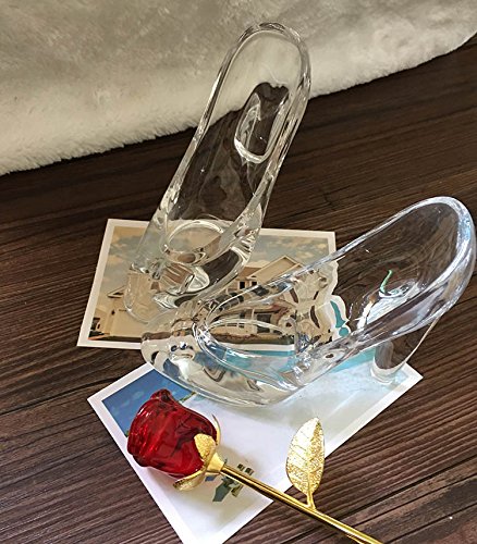 Wansan Cinderella Crystal Shoes Decoration Glass Shoes 18 Years Old Adult Gifts Girlfriends Friends Birthday Valentine's Day Graduation Gifts High Heel Glass Shoes #TOP4