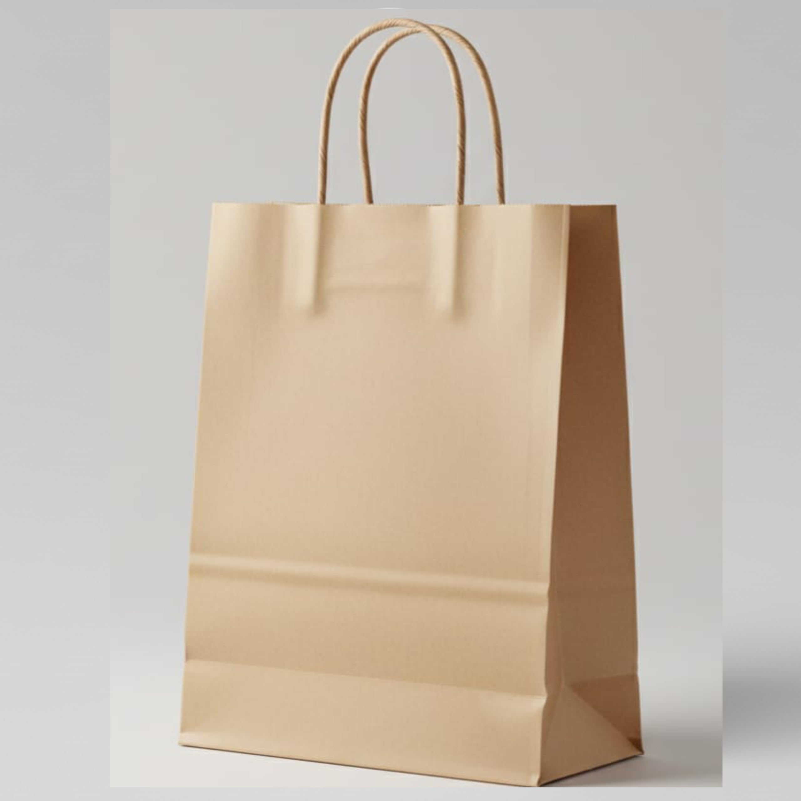Bolsas de Papel Kraft Personalizadas con Logo – 24x31+11 cm – Asa Rizada – Impresión CMYK a 2 Caras – Bolsas para Tiendas y Comercios – Pack 50 (PACK 100)