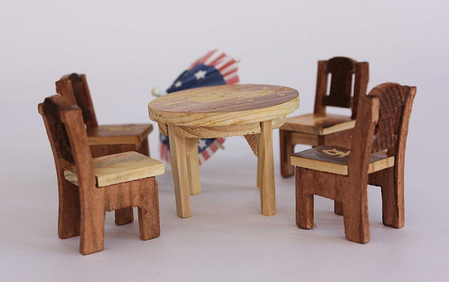 Woodilla Miniature Wooden Dining Table and Chair Set for Dollhouses or Decorations Wooden Table and Chair Set, 1 Table and 4 Chairs (B0DGG9TM52) Amazon Price History, Amazon Price Tracker