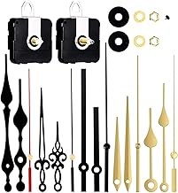 Esteopt Clock Mechanism Kit Battery Powered, Quartz Clock Movement Replacement, Long and Short Shaft Wall Clock Mechanism Parts Motor Replacement DIY Repair Parts (Gold-black)