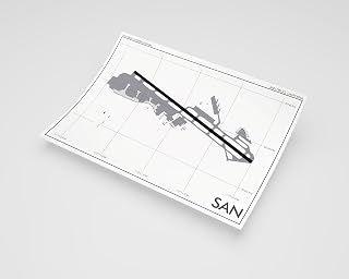 MG Global Modern Poster of San Diego Intl Airport 2 | 11x17 12x18 16x24 24x36 Minimal Unframed Print | Minimalism Wall Art Gift | Minimalist Home Office Decor