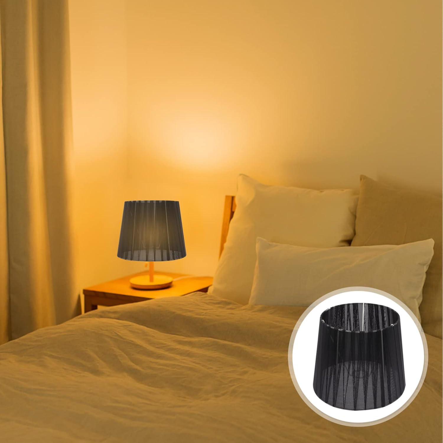 Luxshiny Tabletop Lamp Shade Replacement White Chiffon Drum Lampshade Lampshade Cover