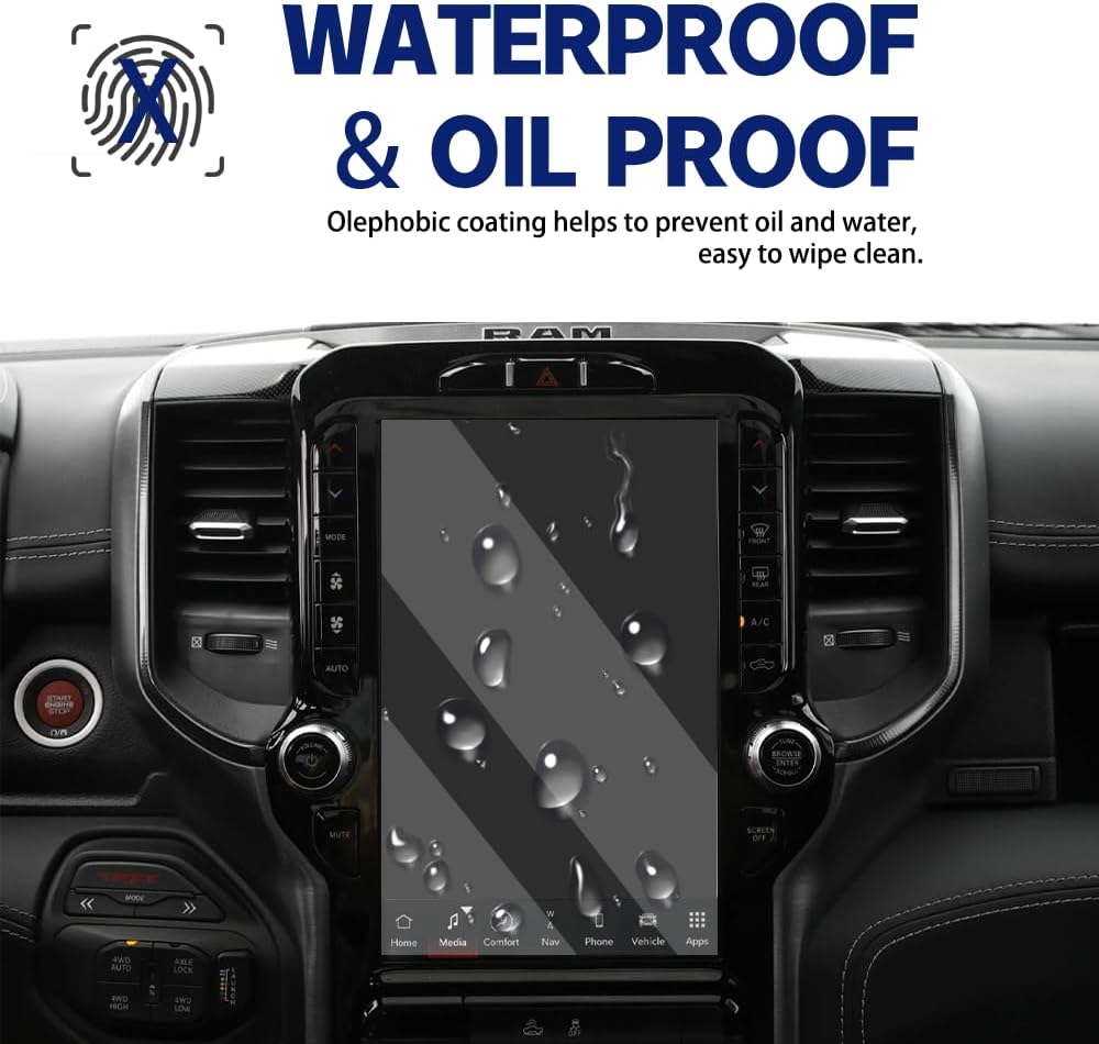 Screen Protector 12 inch for Dodge RAM TRX 2018-2025, 9H Hardness Tempered Glass Accessories Navigation Display Touchscreen Protective Film