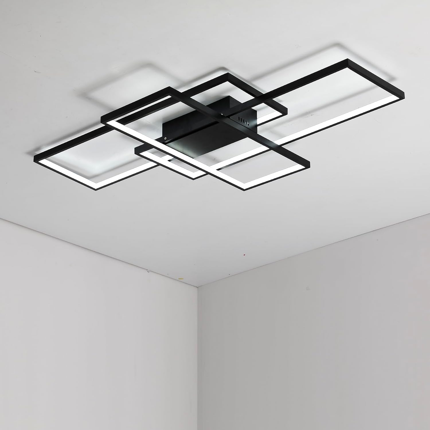 LED Dimmable Chandelier Light Brightness Adjusted with Remote Control for Living Room Dining Room Bedroom Black Finish 3000K-6000K (Black-DC025, L41 xW24 xH3)
