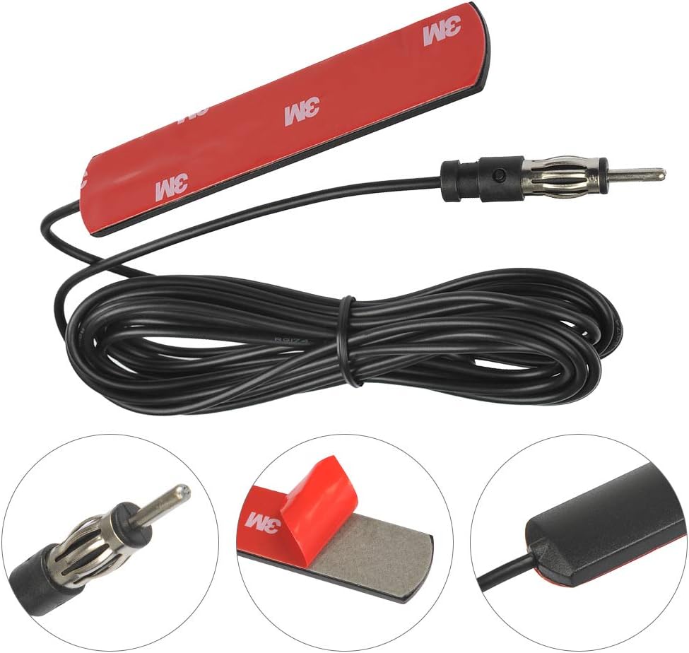 QLOUNI Car Antenna Car Stereo FM Radio Antenna - Car Adhesive Mount Hidden Patch Antenna with 5.5 Yard SMA Antenna Connector Cable - for Vehicle Truck SUV Car : Electronics