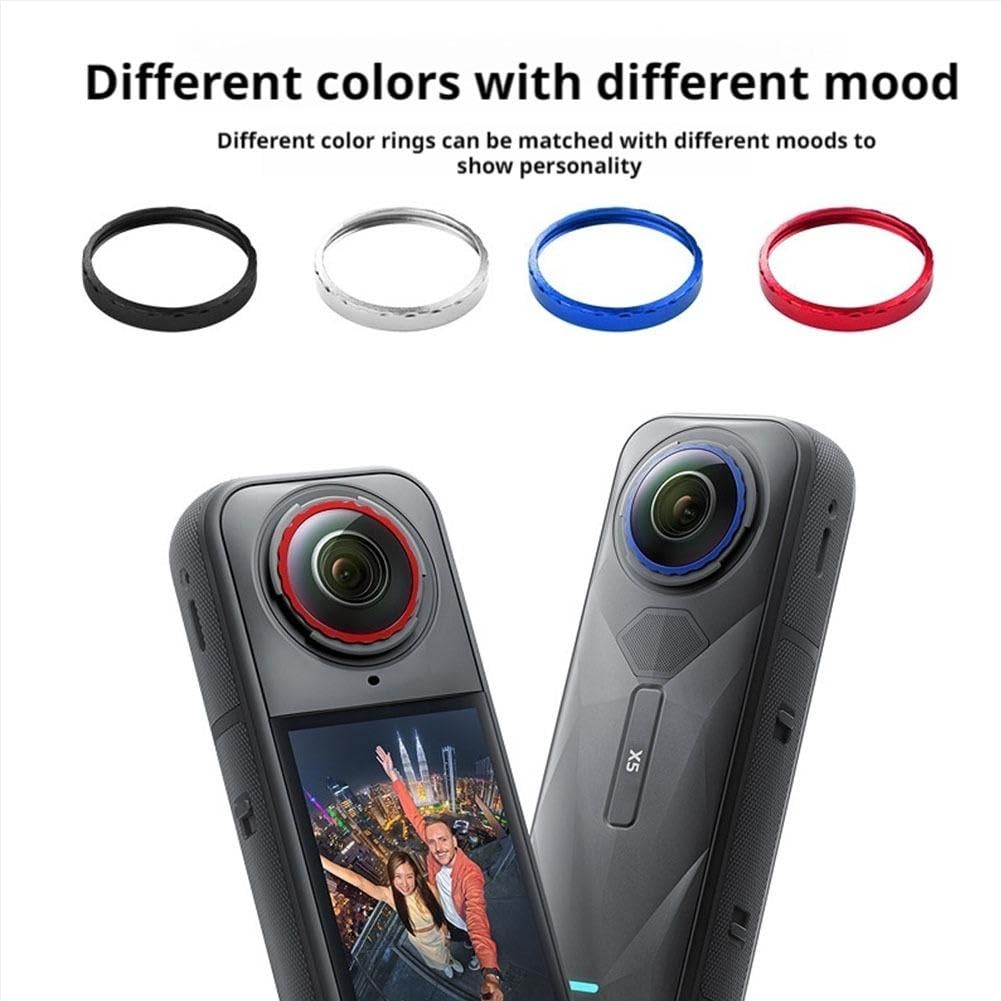 Kit de remplacement pour Insta360 X5 avec outil de remplacement d'objectif DIY et anneaux multicolores – Ensemble d'objectifs optiques HD pour appareil photo à 360 degrés (anneau bleu double)