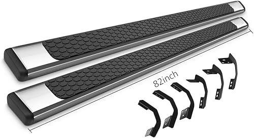 Miniatura 5 de Estribos compatibles con Dodge Ram Crew Cab 2009-2023, Ram Factory Style Chrome con acero inoxidable negro de 82 pulgadas, barras de escalón lateral