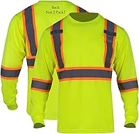 Vista 8 de FONIRRA Camiseta de seguridad de manga larga reflectante de alta visibilidad, camisas de trabajo de construcción ANSI Clase 3 para hombres