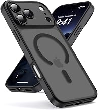 Oududianzi -Cover for iPhone 17 Pro Max Compatible with MagSafe, Translucent Back PC Silicone TPU Bumper, Camera Protection, Military Shockproof Anti-Fingerprint Cover-Black