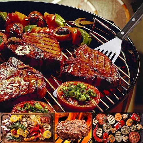 Image of Baskety Fish Spatula 1-Piece Stainless Steel Slotted Turner for Flipping, Turning, Frying & Grilling, Metal Slotted Spatulas Kitchen Cooking Turner D Small 28 cm