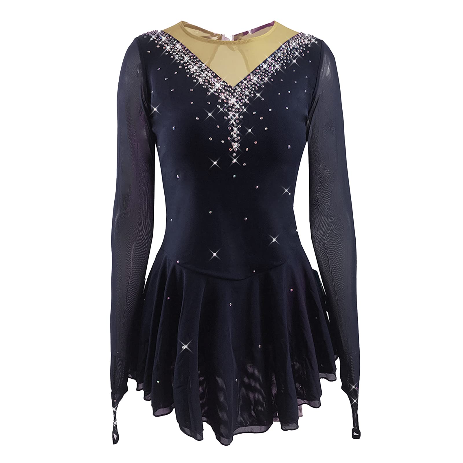 LIUHUO Costume da Donna e Ragazza, Pattinaggio su Ghiaccio, in Rete Elasticizzata, per Natale, Vacanze, Costume da Ballo