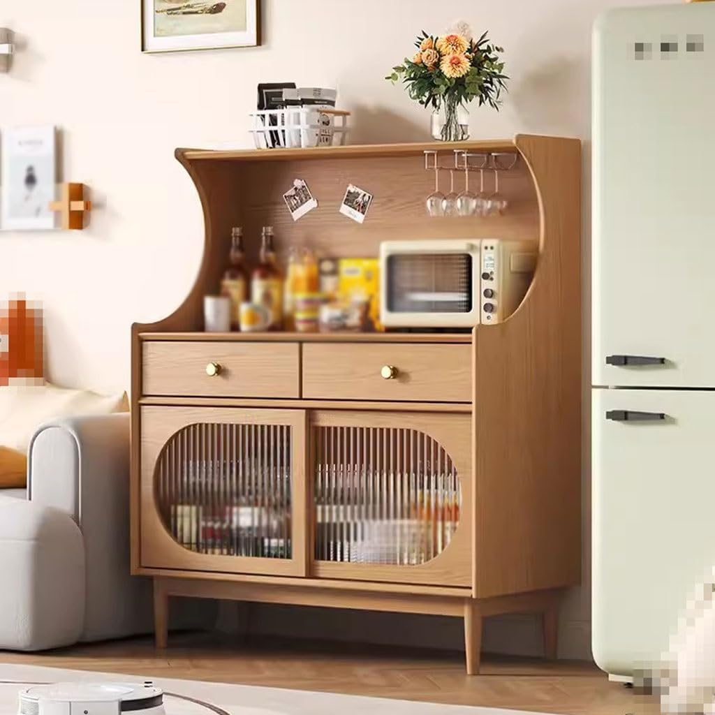 Sideboard Cabinet Retro Solid Wood Dining Sideboard Simple Storage Cabinet Living Room Tea Cabinet Kitchen Dining Sideboard Sideboard Cabinet with Drawers