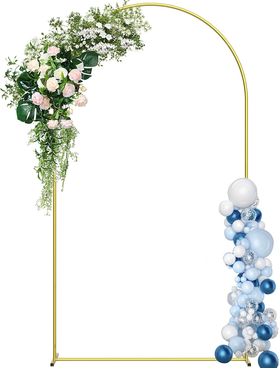 7.2FT Wedding Arch Backdrop Stand, Gold Metal Balloon Arch Stand, Upgraded Pre-Attached Parts Design Arched Backdrop Frame Decoration for Wedding, Birthday, Baby Shower, Graduation Ceremony Party