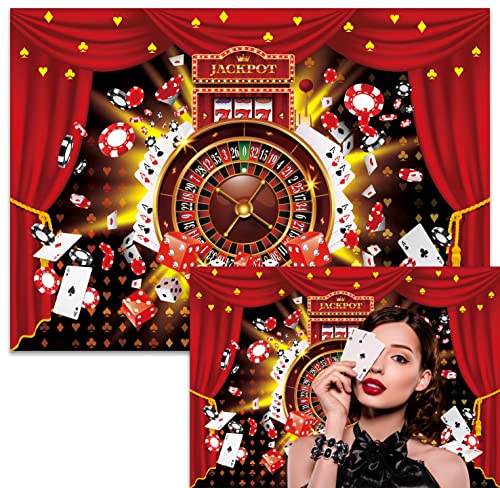 BINQOO 7x5ft Casino Party Backdrop Las Vegas Game Casino Night Party Banner