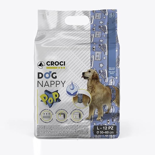 Croci Dog Nappy - Banda Absorbente para Perros machos Talla L, diámetro 50-60 cm, Bragas de pañal higiénico…