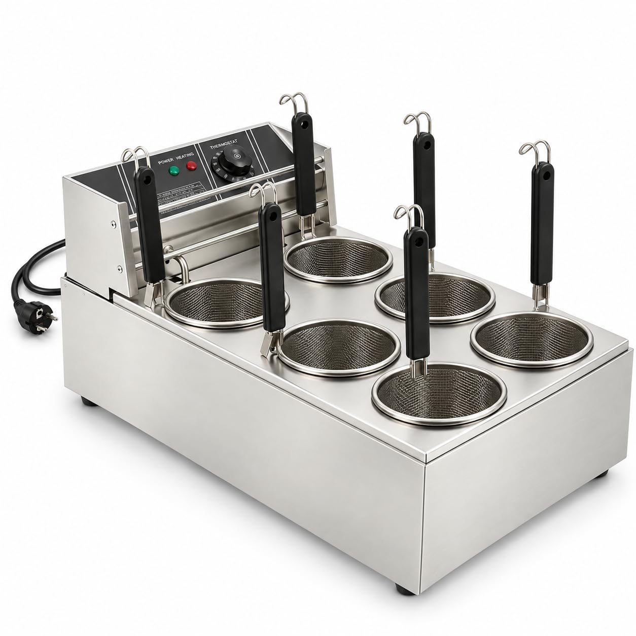3200W Elektrischer Nudelkocher 20L Einstellbare Temperatur Kommerzieller Pastakocher Edelstahl-Nudeltopf Pastatopf Pasta-Station für Restaurants, Imbissbuden, Kantinen, Küchen