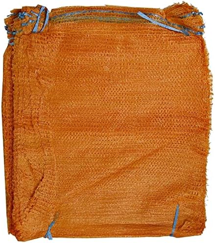 100 Orange Net Sacks 30cm x 50cm with Drawstring Raschel Bags Mesh Vegetables Logs Kindling Wood