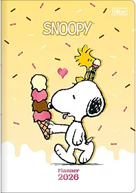 Planner Executivo Grampeado Snoopy 90G 17,8 x 25,4 CM TILIBRA - 2026 (Amarelo)