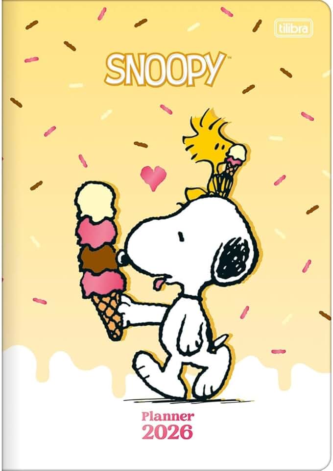 Planner Executivo Grampeado Snoopy 90G 17,8 x 25,4 CM TILIBRA - 2026 (Amarelo)
