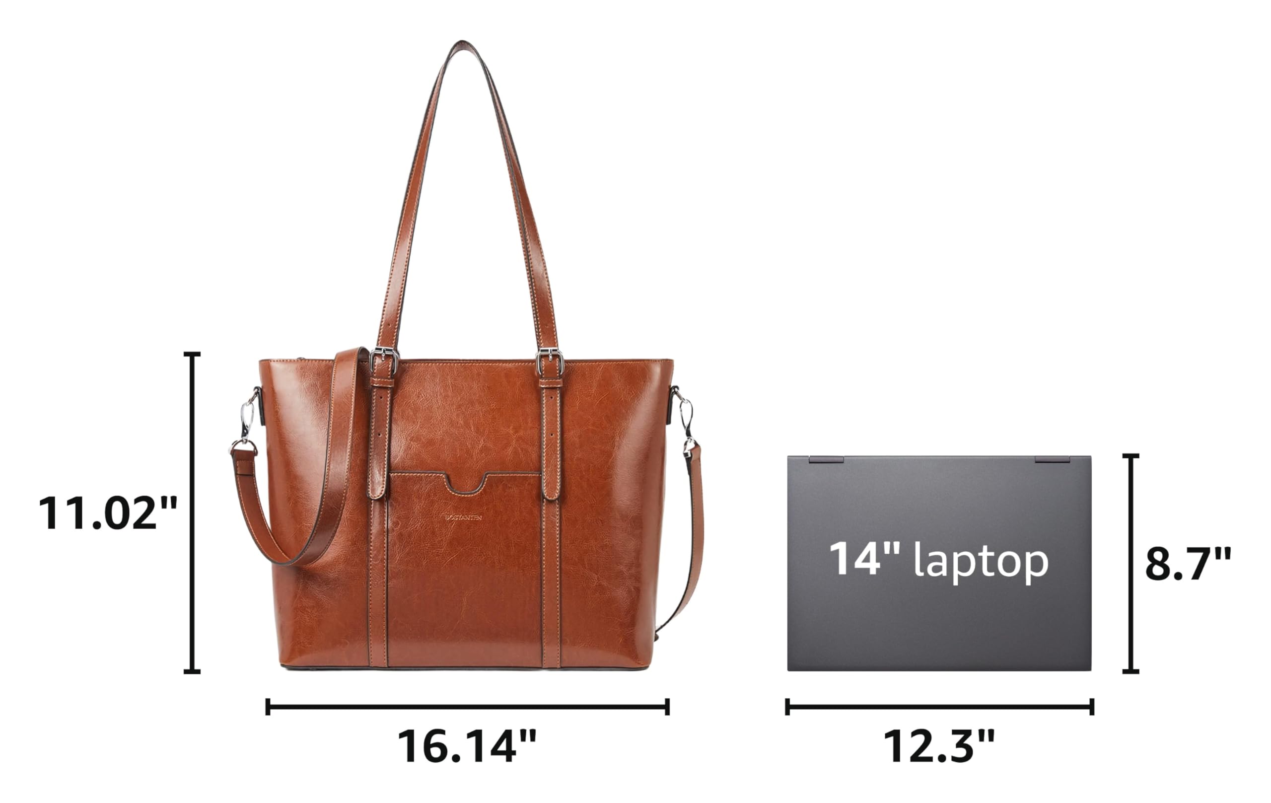 BOSTANTEN Genuine Leather Laptop Bag for Women 15.6 Briefcase Tote Bags | Laptop Compartment Structured Professional Detachable & Adjustable Shoulder Strap Metal Feet Work Office Business product thumbnail 5