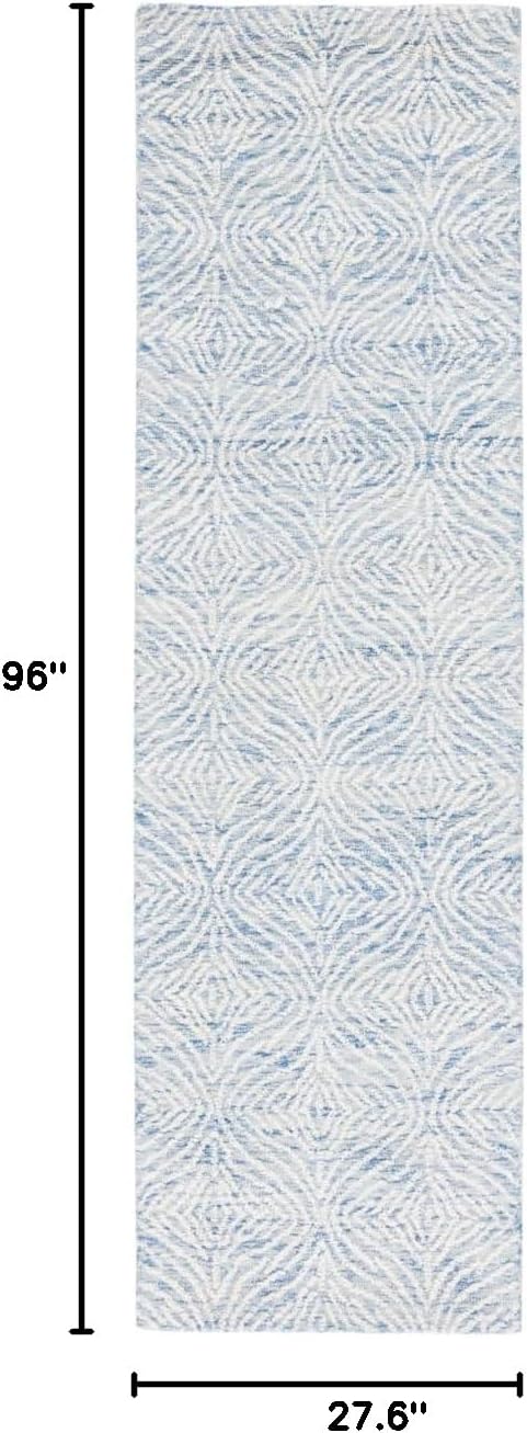 SAFAVIEH Metro Collection Runner Rug - 2'3" x 8', Blue & Ivory, Handmade Wool, Ideal for High Traffic Areas in Living Room, Bedroom (MET904M)