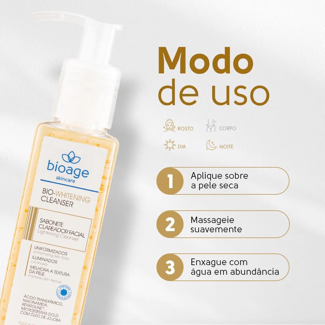 Sabonete Facial + Tonico + Serum Clareador + Protetor Solar Ultracalmante Fps65 Kit Clareador – Bioage em promoção! Veja a oferta e mais achadinhos de Rosto 4 Hoje é o melhor dia para comprar Sabonete Facial + Tonico + Serum Clareador + Protetor Solar Ultracalmante Fps65 Kit Clareador – Bioage com aquele preço maroto! Promoção! Aproveite a oferta! 4