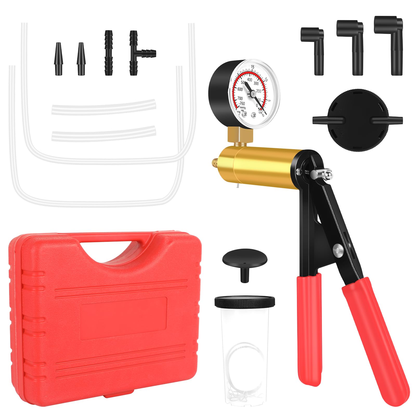 ASUNCELL Pompa a Vuoto Pompa del Freno Set Tester, Kit di Sanguinamento del Freno, Set di Prova della Pompa a Vuoto Tenuto in Mano, Kit di Sanguinamento del Fluido del Sistema di Frizione Manuale