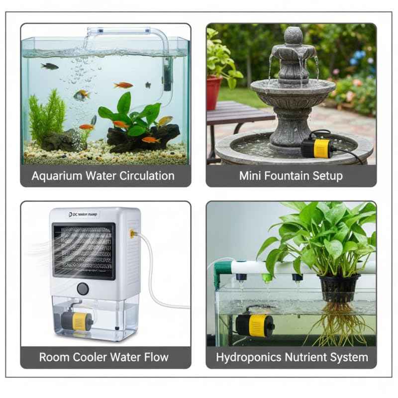 Image of 12V DC Solar Water Pump Submersible High Pressure Speed Mini Pump Motor for Fountain, Aquarium, Dispenser and Cooling System, Home Use