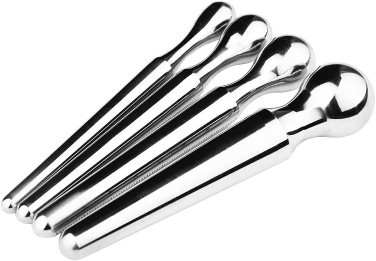 Solid Stainless Steel Urethral Plug Urethra Sounding Rods Masturbation Massager - Male Penis Plug Catheter Masturabation Sounds Rods Adult Sex Toy (4 Pcs)