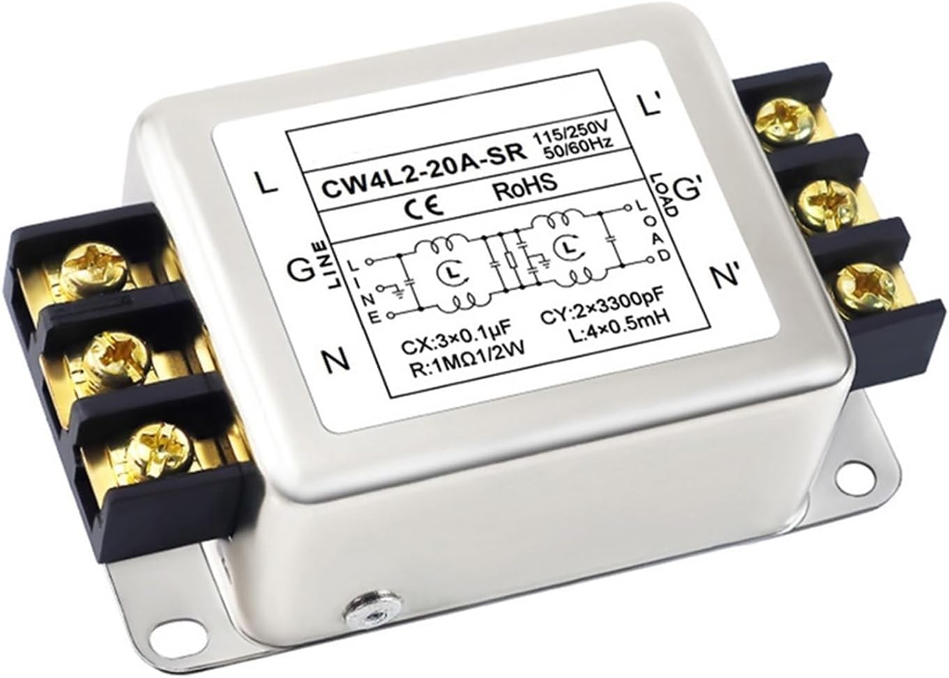 1-Phase Anti-Interference Filter for Efficient Operation Alloy Shell Compact Design Electromagnetic Interference(6A)