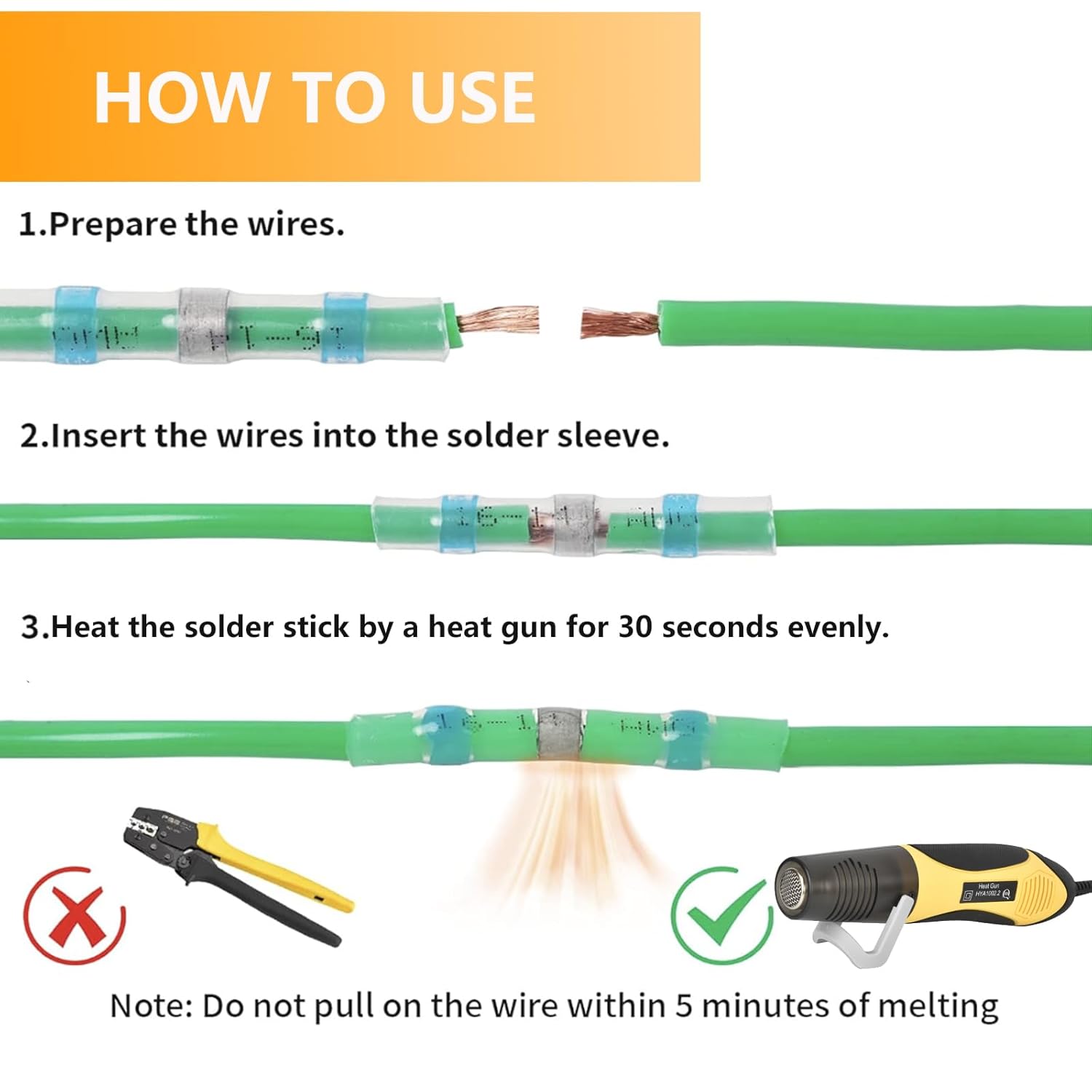Upgraded 520PCS Solder Stick Wire Connectors with Heat Gun 450W, Solder Seal Wire Connectors Solderstick Waterproof Wire Connector Kit for Marine (26-6 Gauge)