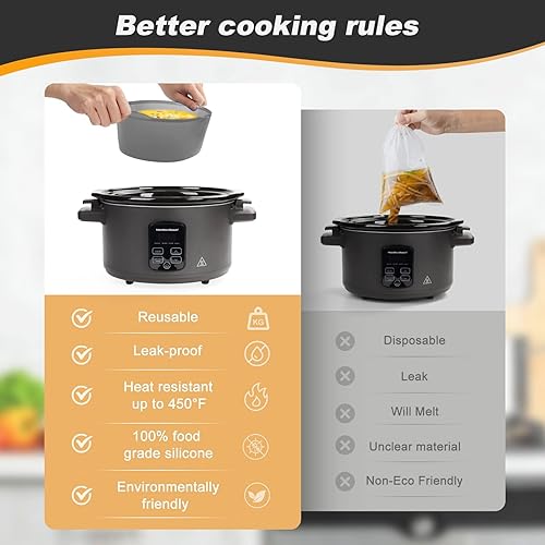 Miniatura 3 de VYAJI Revestimientos de silicona para olla de cocción lenta, perfectos compatibles con Crockpot, Hamilton Beach, Elite Gourmet, Bella y cualquier