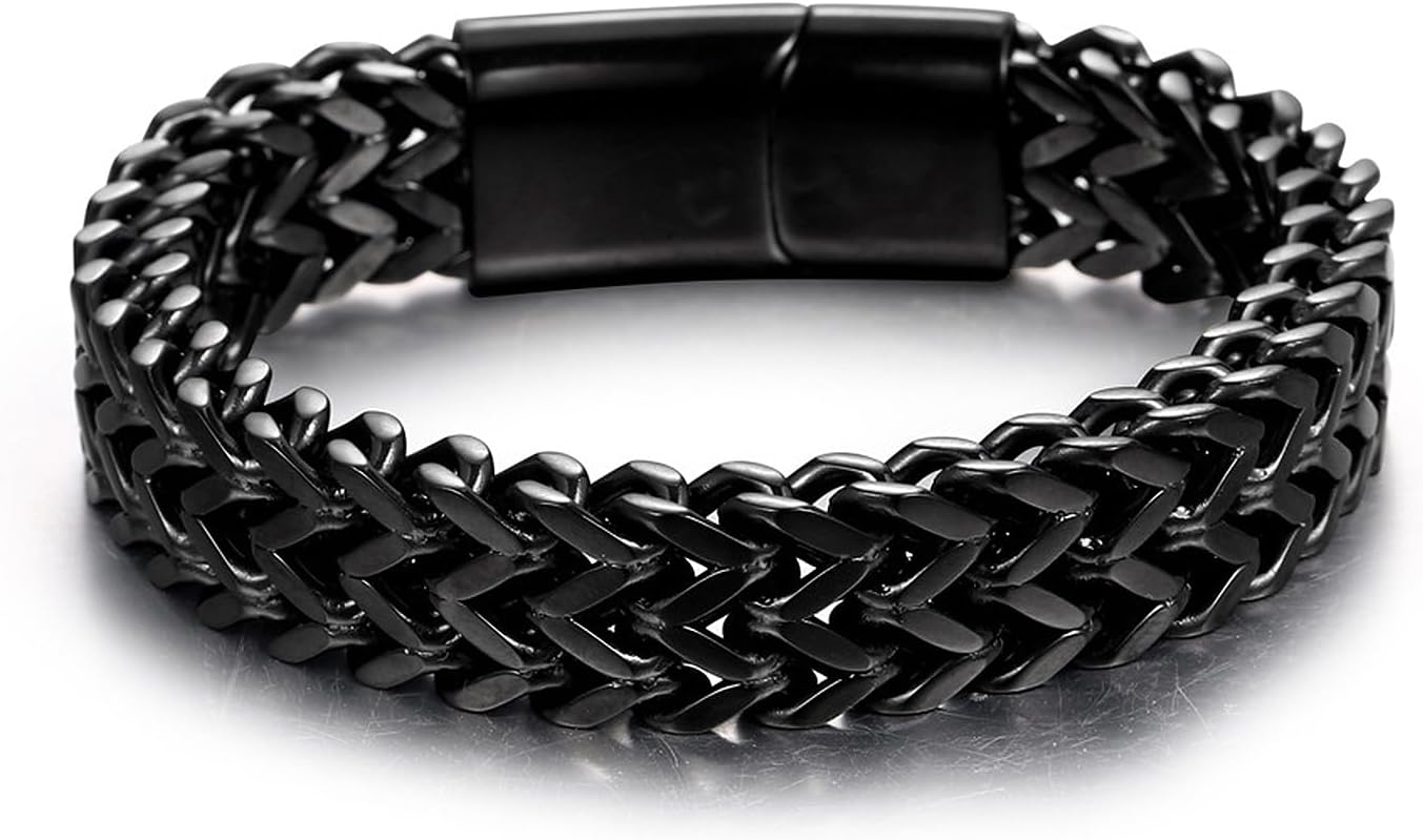 Mens Stainless Steel Bracelet Heavy Duty Titanium Steel Wheat Bracelets Fashion Hip-hop Jewelry