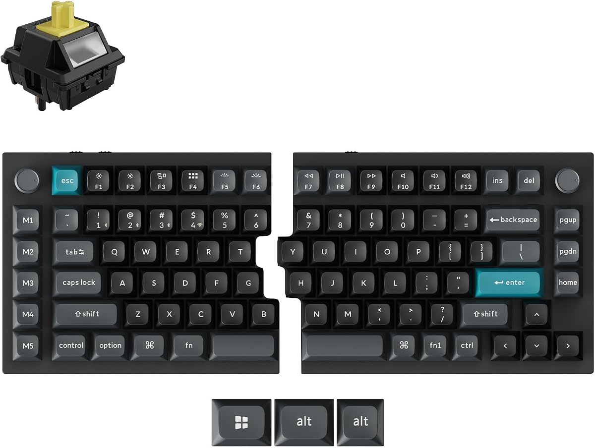 Q11 Ultra 8K Polling Rate Wireless & Wired Split Ergonomic Mechanical Keyboard, Open-Source 75% Layout Dual Knobs, Aluminum Hot-Swappable RGB Banana Switch for Mac Windows Linux