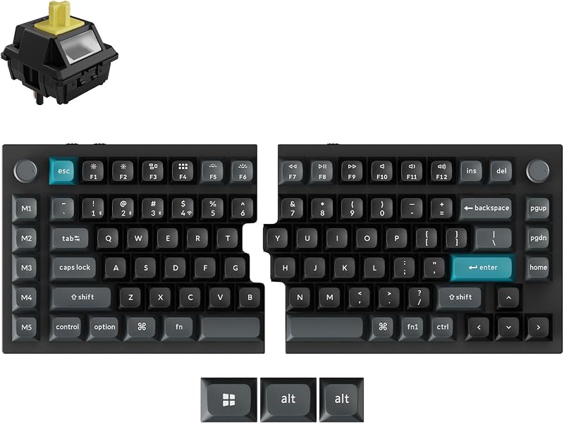Q11 Ultra 8K Polling Rate Wireless & Wired Split Ergonomic Mechanical Keyboard, Open-Source 75% Layout Dual Knobs, Aluminum Hot-Swappable RGB Banana Switch for Mac Windows Linux