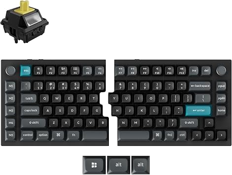 Keychron Q11 Ultra 8K Polling Rate Wireless & Wired Split Ergonomic Mechanical Keyboard, Open-Source 75% Layout Dual Knobs, Aluminum Hot-Swappable RGB Banana Switch for Mac Windows Linux