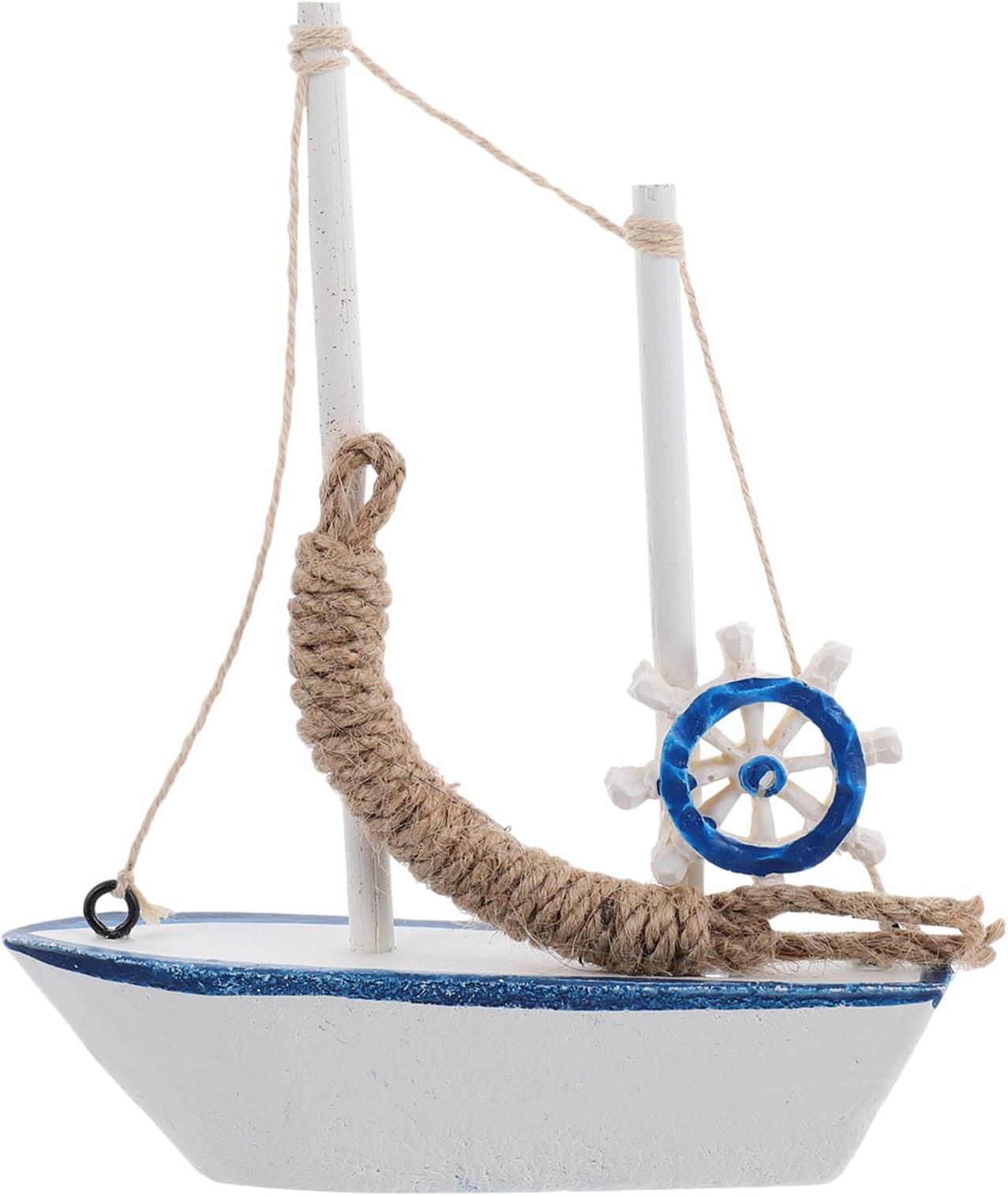 CALLARON Mediterranean Style Wooden Sailboat Model Decor, Handcrafted Small Sailing Ship Ornament for Home and Office, Nautical Desktop Decoration Random Style