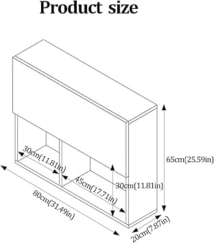 Floating Storage Shelf with Flip-Up Door, Double Layer Wall Cabinet, Wall Cabinet Storage Over The Desk or Sofa for Bedroom, Living Room, Kitchen, Office(B)