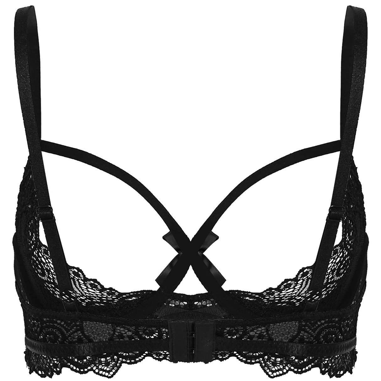 YiZYiF Womens Stretch Lace Open Nipple Bra Underwear Wireless Plunge Bralette Bra